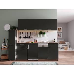 Cuisine Cano VII Gris - Largeur : 225 cm - Plaque de cuisson