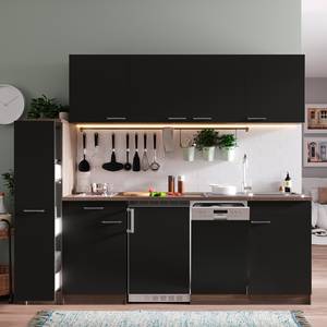 Cuisine Cano VII Noir - Largeur : 225 cm - Vitrocéramique