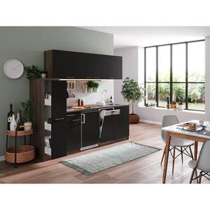 Cuisine Cano VII Noir - Largeur : 225 cm - Vitrocéramique