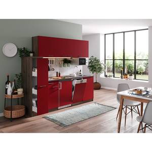 Küchenzeile Cano VIII Rot - Breite: 225 cm - Kochplatte