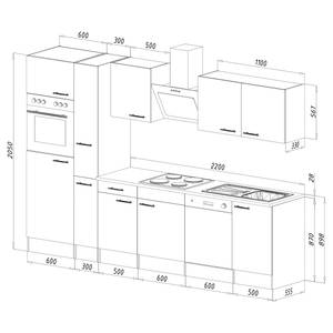 Cuisine Cano XI Gris - Largeur : 310 cm