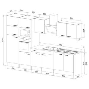 Keukenblok Cano XII Zwart - Breedte: 330 cm