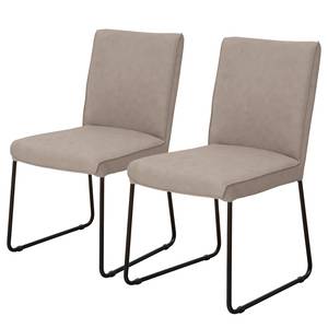 Gestoffeerde stoel hülsta now II (2 stk) kunstleer/staal - taupe/zwart
