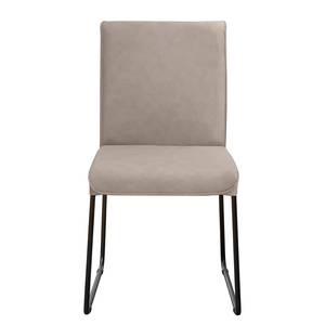 Gestoffeerde stoel hülsta now II (2 stk) kunstleer/staal - taupe/zwart