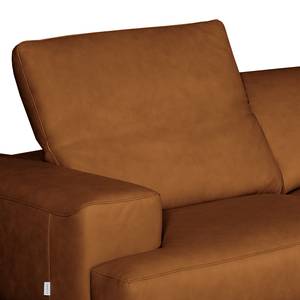 Ecksofa Iglesia Echtleder - Echtleder Nadra: Cognac - Longchair davorstehend rechts - Schwarz - Buche Dunkel