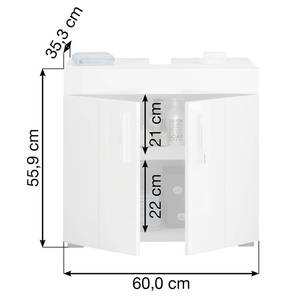 Waschbeckenunterschrank Snowdon Hochglanz Weiß / Weiß