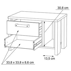 Nachtkastje Ravenswood Meerkleurig - Plaatmateriaal - 62 x 42 x 42 cm