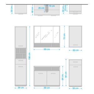 Badezimmerset Guardo I (5-teilig) Inklusive Beleuchtung - Graphit / Wildeiche Dekor