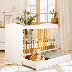 Babybett Karolina (inkl. Schublade) Weiß - Holzwerkstoff - Massivholz - 124 x 85 x 66 cm