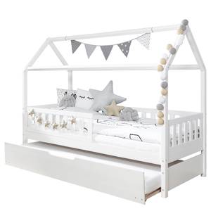 Lit cabane Traumhaus Blanc - Bois massif - 96 x 169 x 209 cm