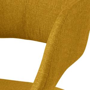 Sedia con braccioli Buggio Tessuto / Albero della gomma massello - Tessuto Cors: giallo curry - Set da 2