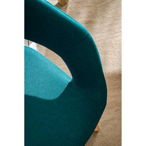 Sedia con braccioli Buggio Tessuto / Albero della gomma massello - Tessuto Cors: color petrolio - Set da 2