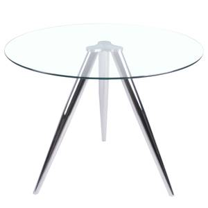 Eettafel Pimenta glas/metaal - grijs glas/chroomkleurig