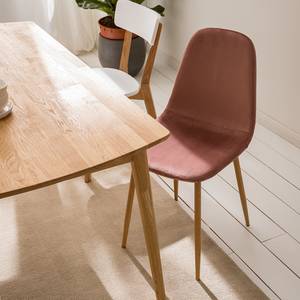 Gestoffeerde stoelen Iskmo VIII fluweel/metaal - eikenhouten look - Roze - 4-delige set