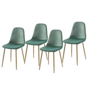 Gestoffeerde stoelen Iskmo VIII fluweel/metaal - eikenhouten look - Mintgroen - 4-delige set