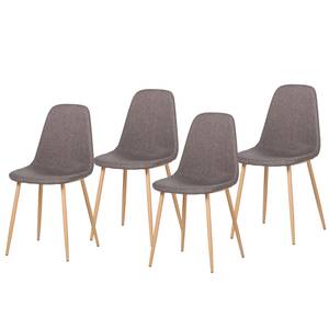 Gestoffeerde stoel Iskmo III (2-delige set) - geweven stof - Grijs - 4-delige set