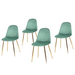 Chaise Yoyce II Velours / Métal - Doré - Velours Tiru: Vert menthe - Lot de 4