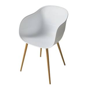 Chaise à accoudoirs Odon Matière plastique / Métal - Imitation chêne - Blanc - Lot de 2