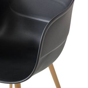 Sedia con braccioli Odon Materiale plastico / Metallo - Effetto quercia - Nero - Set da 2