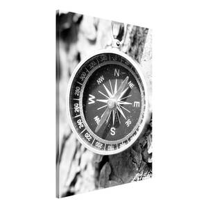 Tableau déco Black and White Compass Bois manufacturé et toile - Noir / Blanc