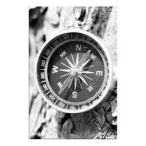 Quadro Black and White Compass Materiali a base di legno e lino - Nero-Bianco