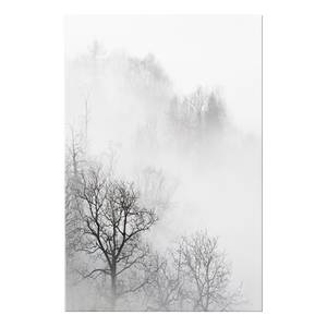 Tableau déco Trees In The Fog Bois manufacturé et toile - Noir / Blanc