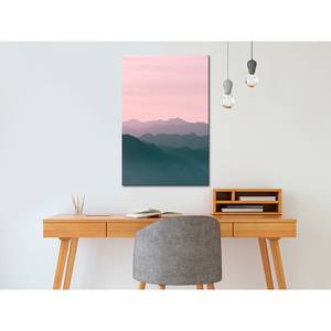 Wandbild Mountain At Sunrise Holzwerkstoff & Leinen - Rosa / Grau