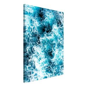 Afbeelding Sea Currents verwerkt hout & linnen - blauw