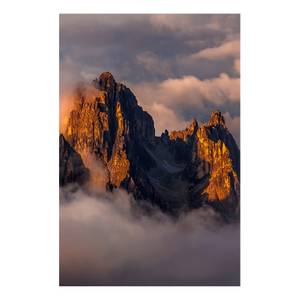 Wandbild Mountains in the Clouds Holzwerkstoff & Leinen - Mehrfarbig