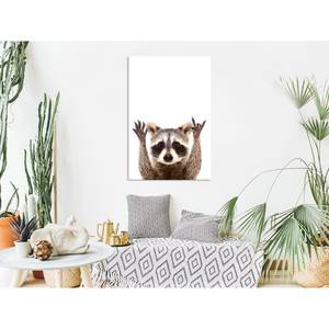 Wandbild Raccoon Holzwerkstoff & Leinen - Mehrfarbig