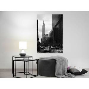 Afbeelding Street in New York verwerkt hout & linnen - zwart-wit