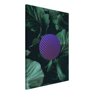 Afbeelding Botanical Abstraction verwerkt hout & linnen - groen/lila