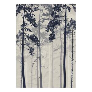 Tableau déco Forest In Fog Bois manufacturé et toile - Gris / Noir - 80 x 120 cm