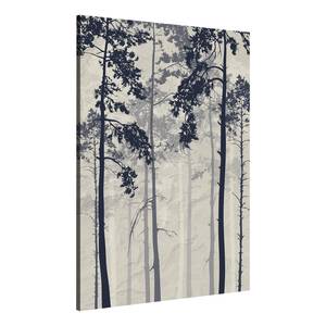 Wandbild Forest In Fog Holzwerkstoff & Leinen - Grau / Schwarz - 80 x 120 cm