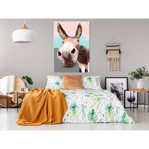 Quadro Curious Donkey Materiali a base di legno e lino - Multicolore