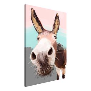 Wandbild Curious Donkey Holzwerkstoff & Leinen - Mehrfarbig