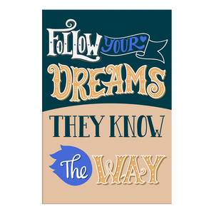 Quadro Follow Your Dreams Materiali a base di legno e lino - Multicolore