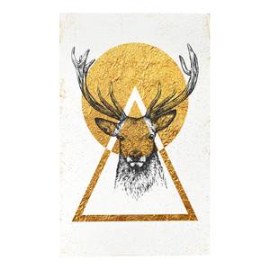 Afbeelding Gouden Hert verwerkt hout & linnen - meerdere kleuren - 60 x 90 cm