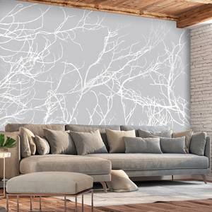 Fotomurale White Trees Tessuto non tessuto - Grigio - 150 x 105 cm