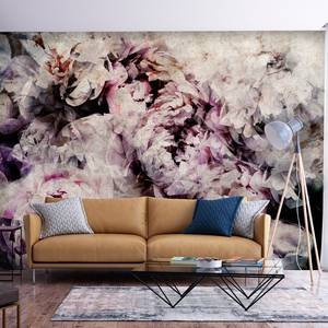 Papier peint Home Flowerbed Intissé - Gris / Rose - 100 x 70 cm