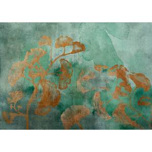 Fototapete Copper Ginkgo Vlies - Grün / Gold - 300 x 210 cm
