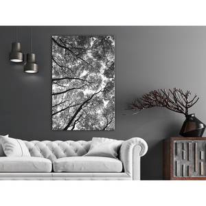 Wandbild High Trees Holzwerkstoff & Leinen - Schwarz-Weiß
