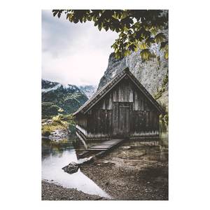 Wandbild House in the Mountains Holzwerkstoff & Leinen - Mehrfarbig