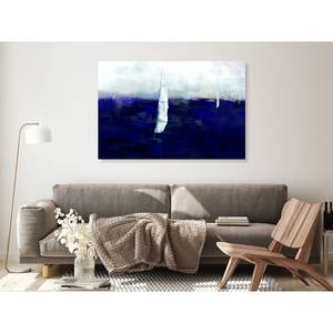 Afbeelding Maritime Memory verwerkt hout & linnen - blauw/wit - 60 x 40 cm