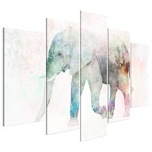 Wandbild Painted Elephant (5-teilig) Holzwerkstoff & Leinen - Mehrfarbig