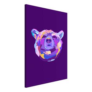 Wandbild Colourful Bear Holzwerkstoff & Leinen - Mehrfarbig