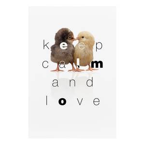 Quadro Keep Calm and Love Materiali a base di legno e lino - Multicolore