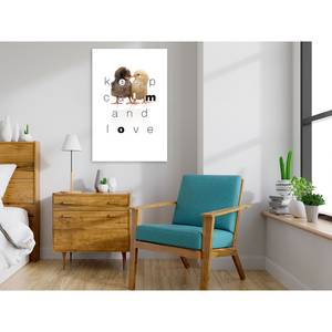 Quadro Keep Calm and Love Materiali a base di legno e lino - Multicolore