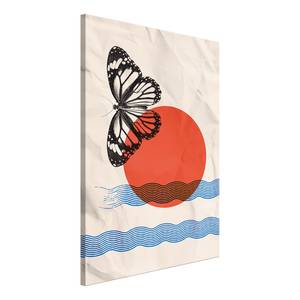 Tableau déco Butterfly and Sunrise Bois manufacturé et toile - Multicolore