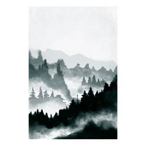Afbeelding Hazy Landscape verwerkt hout & linnen - zwart-wit
